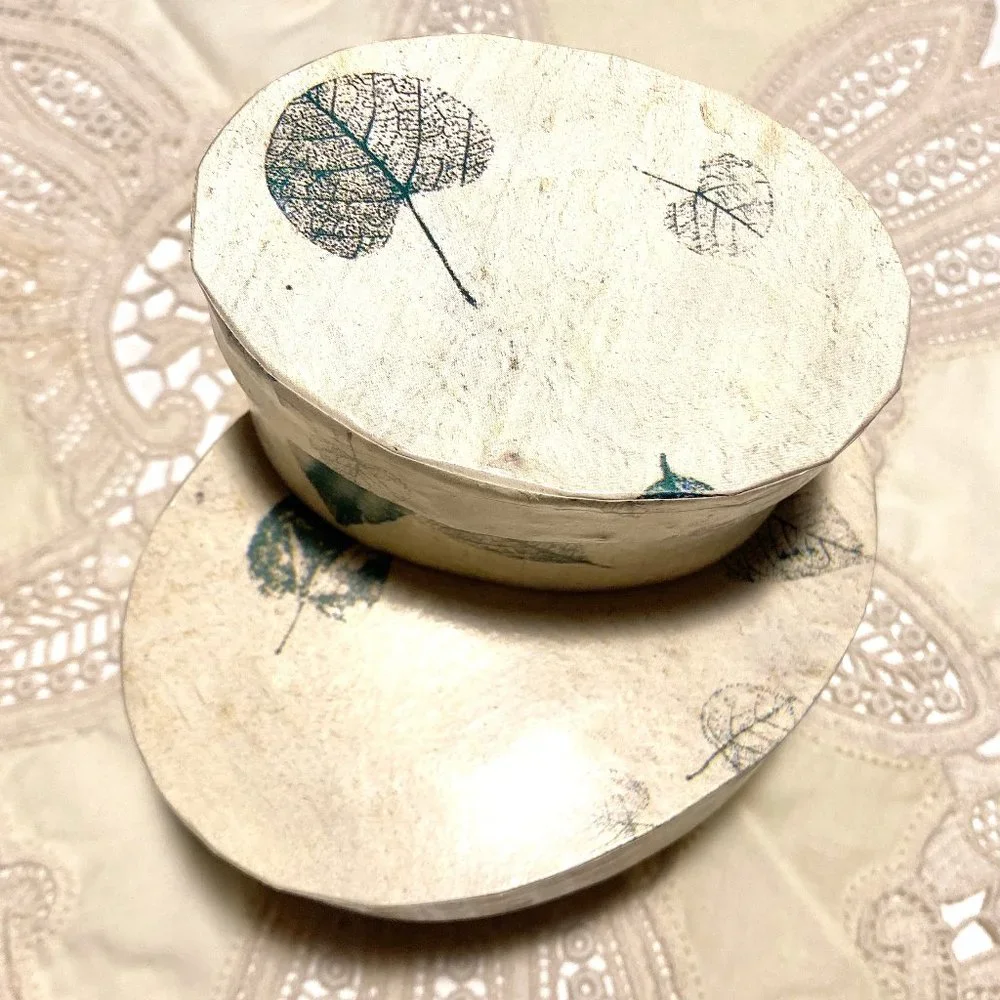2 Handmade Oval Nesting Boxes with Lids